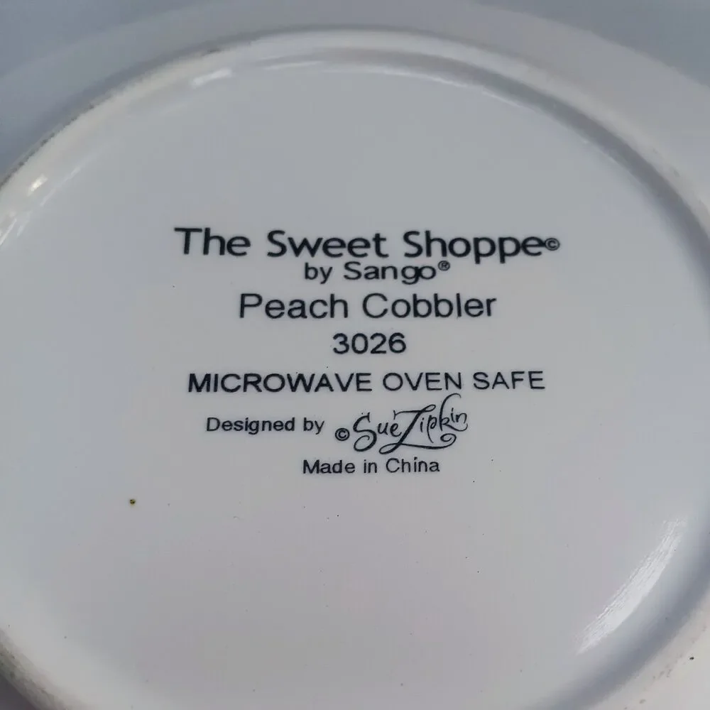 Vtg Sango The Sweet Shoppe Rim Soup Bowl-Peach Cobbler-3026-Whimsical-Y2K